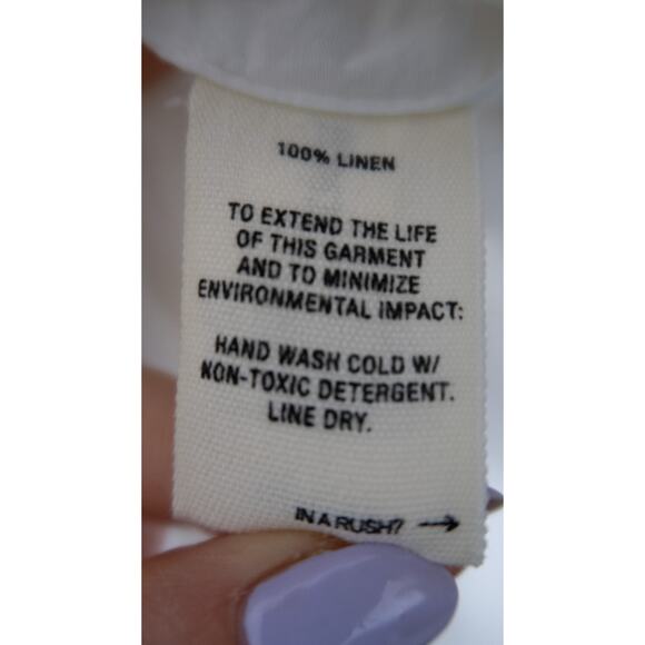 ALEX MILL 'Regan' White Linen Ruffle Collar Midi Dress with Belt MEDIUM - Picture 9 of 10